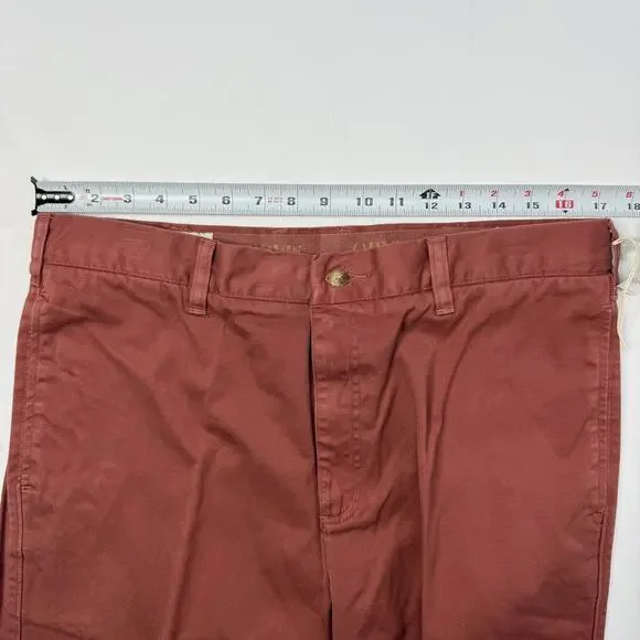 Orvis Pants Mens 34 Rust Surf Washed Cotton Chino Unfinished Hem Straight Leg - Picture 6 of 10